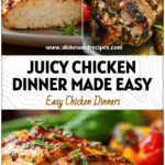 Juicy melt-in-your-mouth chicken breast served on a plate with herbs and side veggies for easy dinner recipes under 30 minutes.